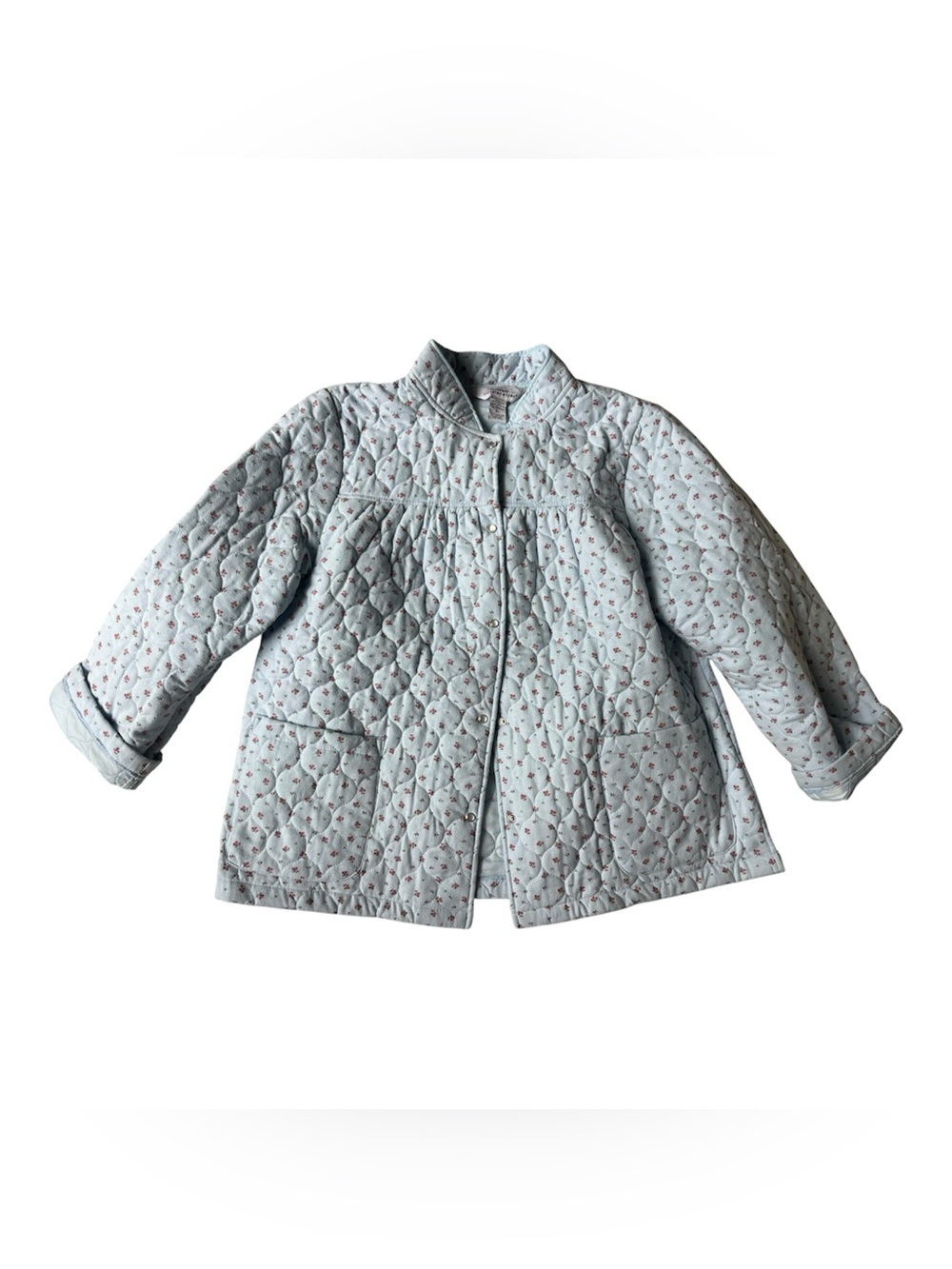 VERMONT COUNTRY STORE BLUE QUILTED FLORAL JACKET WOMENS XL COTTON
